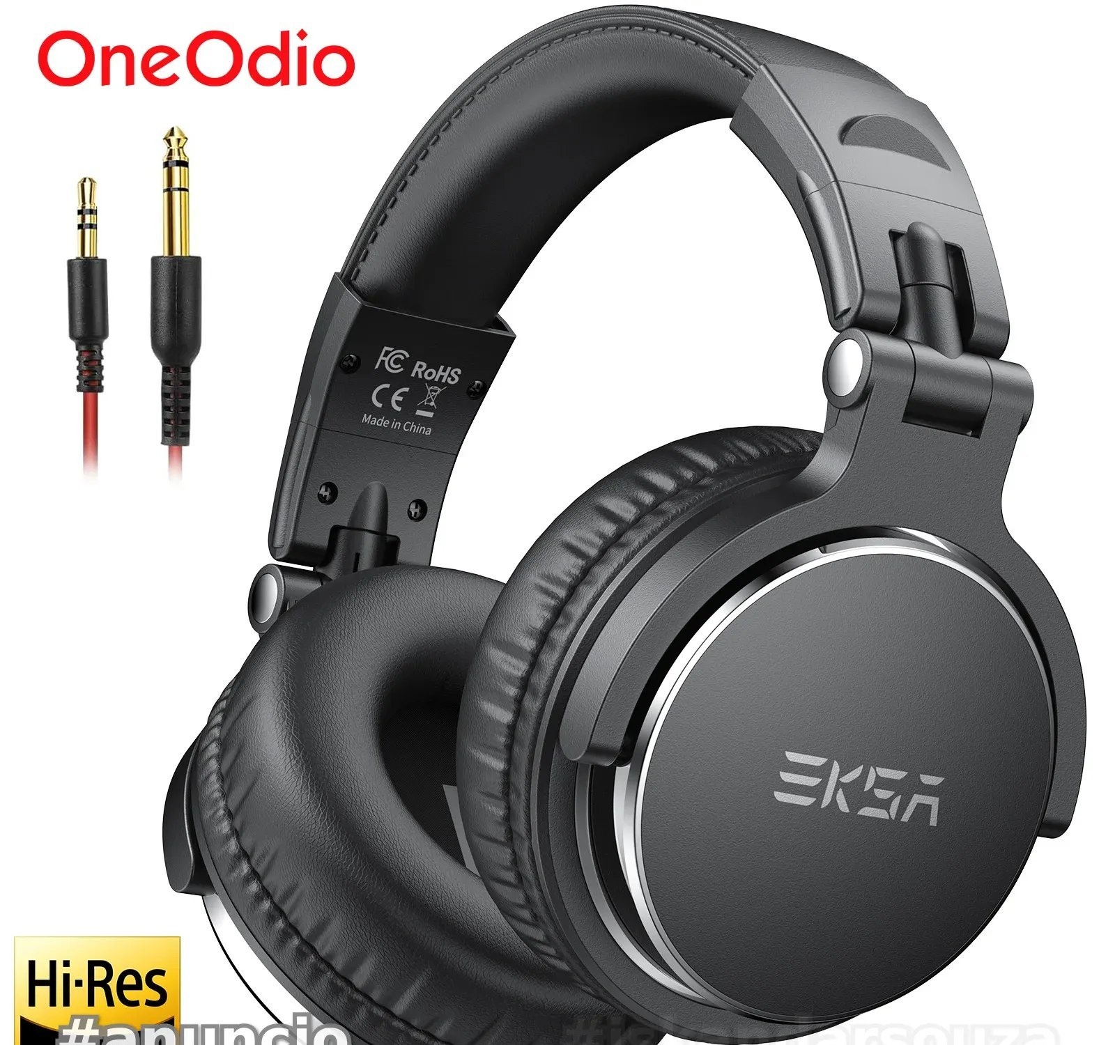 Fones de Ouvido HiFi com Fio Oneodio EKSA P100 3.56.35mm, Profissionais, Over Ear, Monitor DJ de Alta Resolução com Microfone para Guitarra