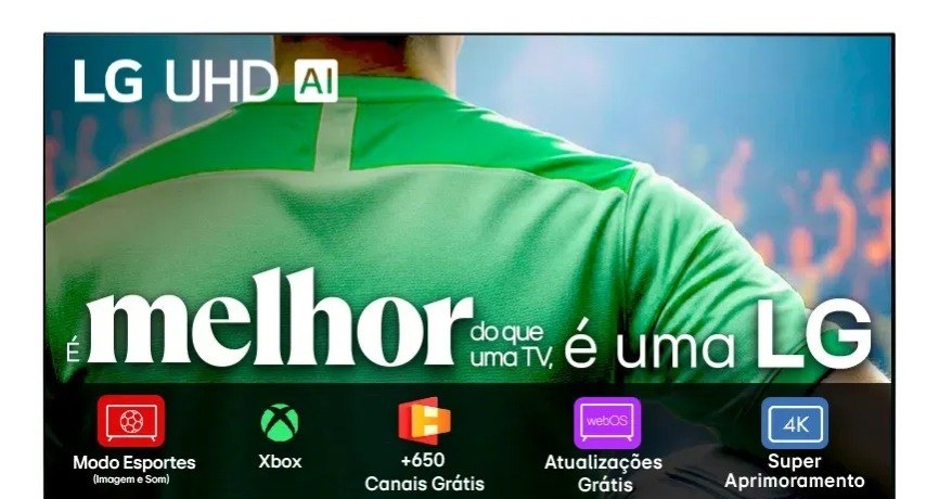 Smart TV LG UHD AI UA75 50 polegadas HDR10 Pro Processador α7 AI Ger8 webOS 25