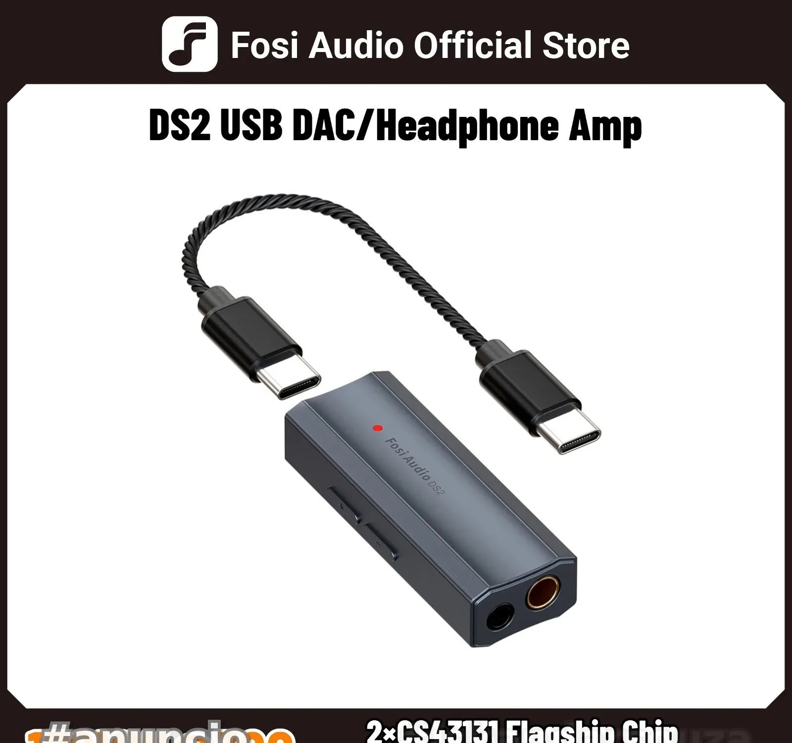 Dac de Áudio Fosi áudio ds2 mini áudio usb dac dongle amplificador de fone de ouvido dsd decodificador amp suporte 32bit384khz com 3.5mm  4.4mm balanceado ds 2