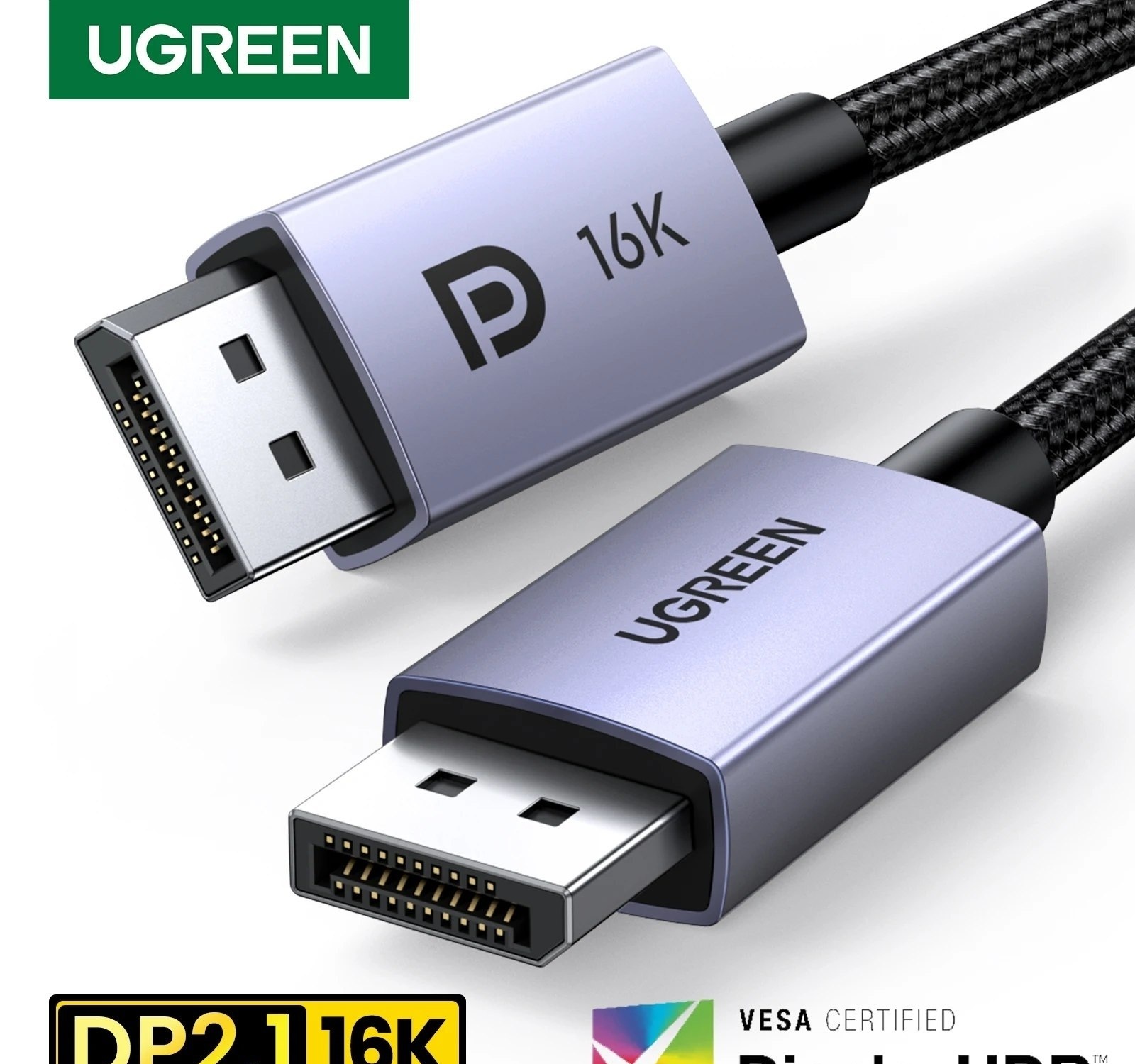 Cabo DisplayPort DP 2.1 UGREEN 4K, 8K, 16K 80Gbps VESA  HDR10