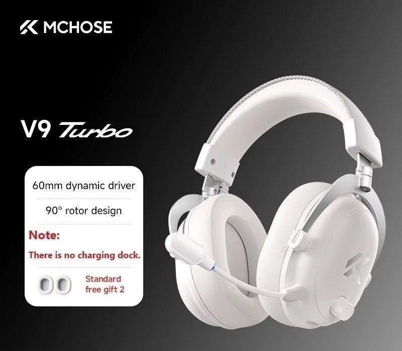 Mchose V9 Turbo Headset Sem Fio, Drivers 60mm, 2000mAh, 309g