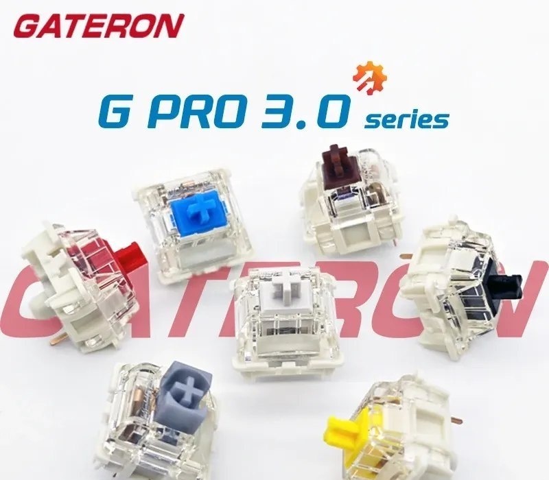 100 unidades de Switch Gateron g pro v3 3.0 pro switch 3pin para teclado mecânico pré lubrificado rgb linear tátil branco amarelo vermelho prata marrom eixo mx