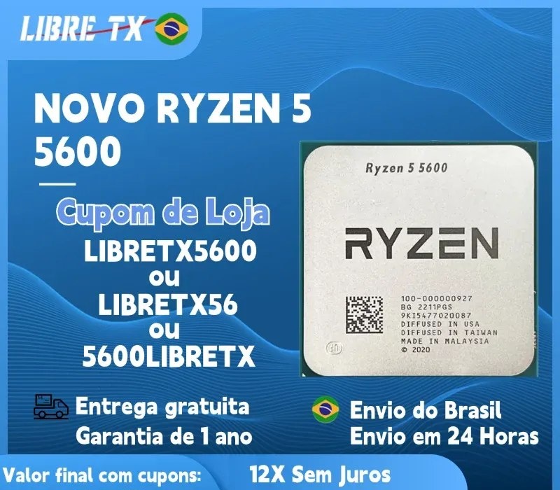 Aliexpress - Processador AMD  Ryzen 5 5600 CPU AM4 Novo