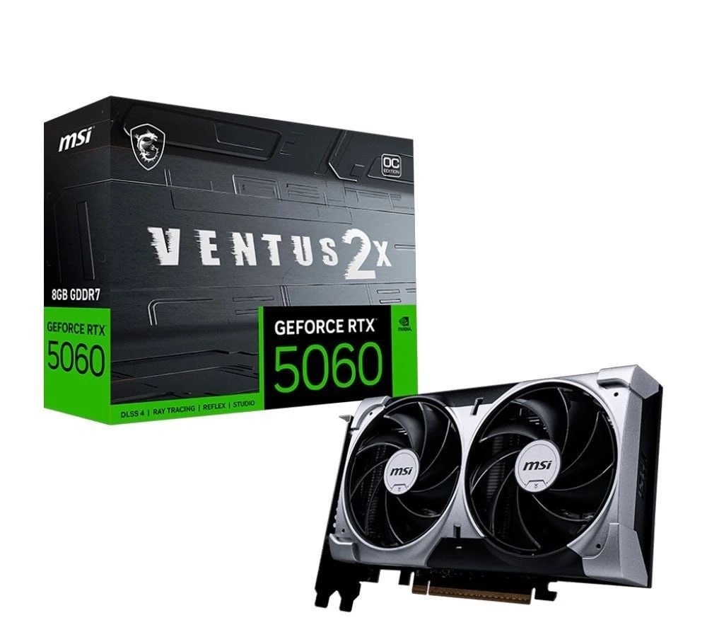 Placa de vídeo NVIDIA GeForce MSI RTX5060 8GB VENTUS 2X OC Blackwell - 912-V537-017