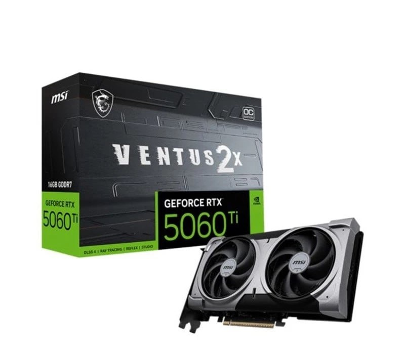 Placa de Vídeo NVIDIA GeForce MSI RTX5060TI 16GB GDDR7 128BITS VENTUS 2X OC PLUS 912-V535-027