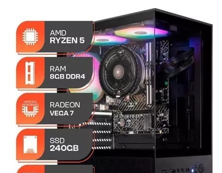 Pc Gamer Forge, Amd Ryzen 5 5600Gt, 8Gb Ddr4, Ssd 240Gb, 400W 80 Plus
