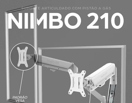 Suporte Articulado Para 2 Monitores 13 a 32 Pistão a Gás Zinnia Nimbo 210 Branco