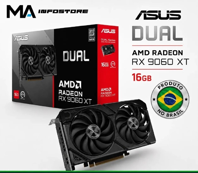 Placa de Vídeo Asus AMD Radeon RX 9060 XT Dual, 16GB, GDDR6, FSR, Ray Tracing, DUAL-RX9060XT-16G