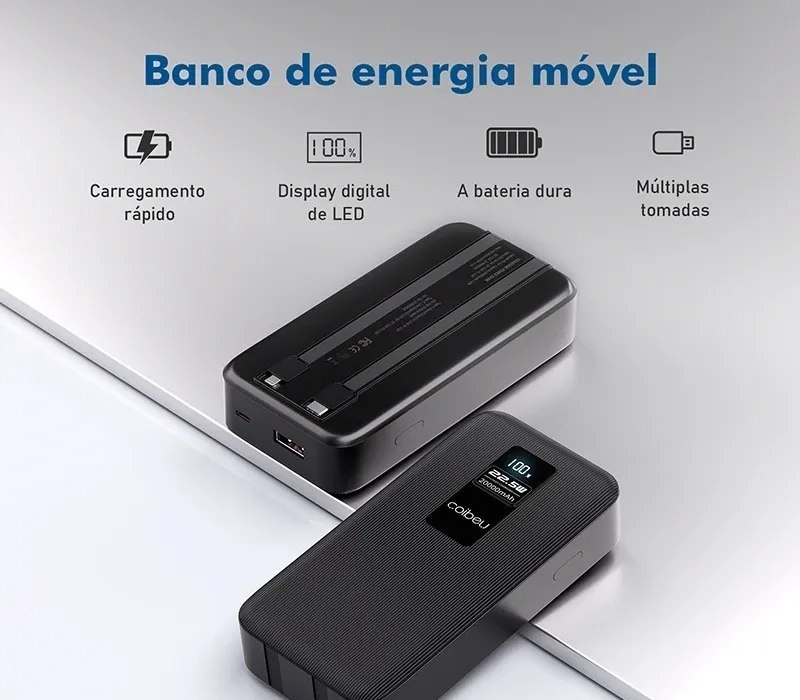 PowerBank Coibeu 10.000mAh 20.000mAh 23w Power Bank Carregador Smartphone Celular iPhone Samsung Android etc 10000 20000