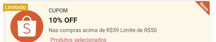 NOVO CUPOM SHOPEE
