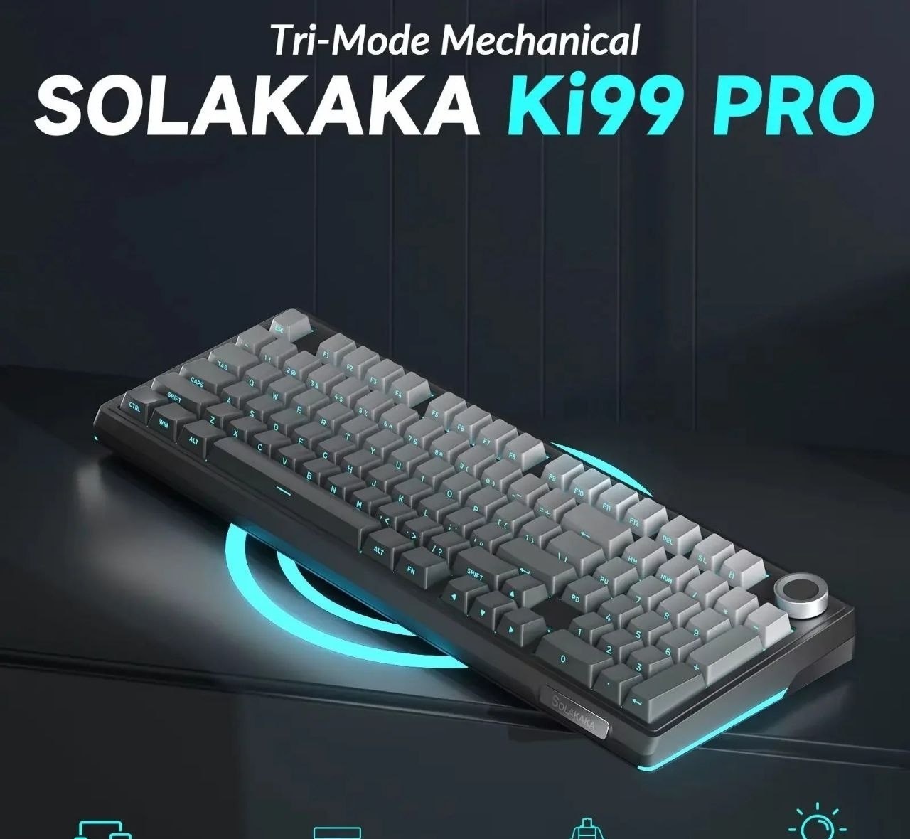 Teclado SOLAKAKA Ki99 Pro 99 teclas Tri-mode, Hot Swap RGB 10000mAh