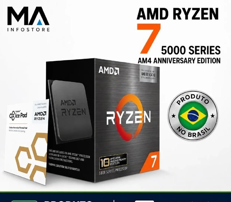 Processador AMD Ryzen 7 5800x3D 10th Anniversary Edition 3.4GHz 4.5GHz Octa-Core 100MB AM4 - 100-100000651POF