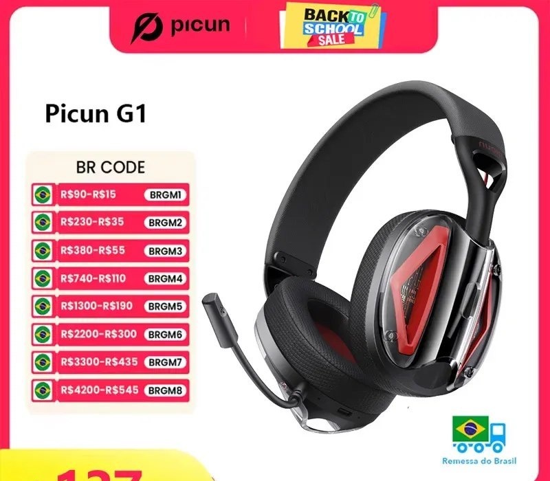 Headset Picun g1 2.4ghz gaming sem fio fone de ouvido 3d surround som espacial áudio enc hd microfone fones para gamer leve ps5 pc telefone