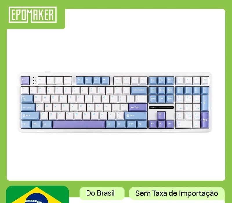 EPOMAKER x AULA F108 Teclado Mecânico Com Fio2.4GHzBluetooth Layout ANSI 100 e Retroiluminação RGB