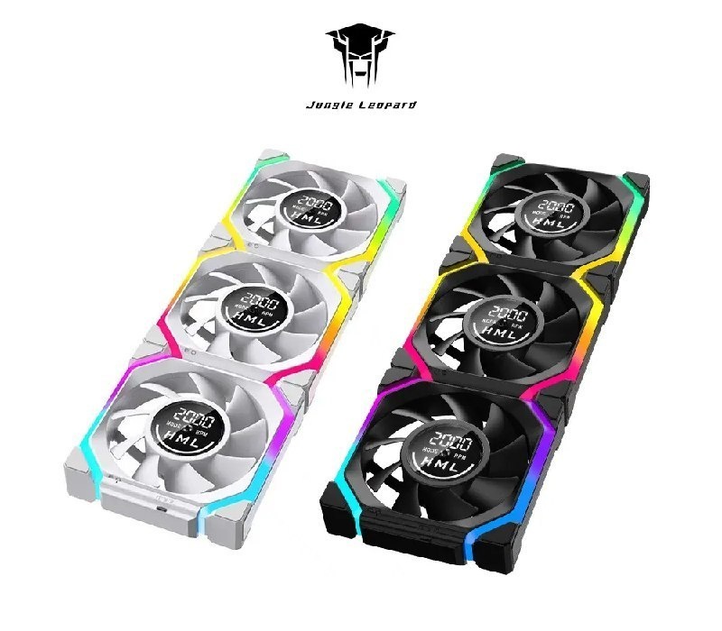Kit 3 fans Magnéticas Jungle Leopard Galaxy v2 aRGB 5v reverse ou normal 360mm magnetica, contador RPM no meio das fan
