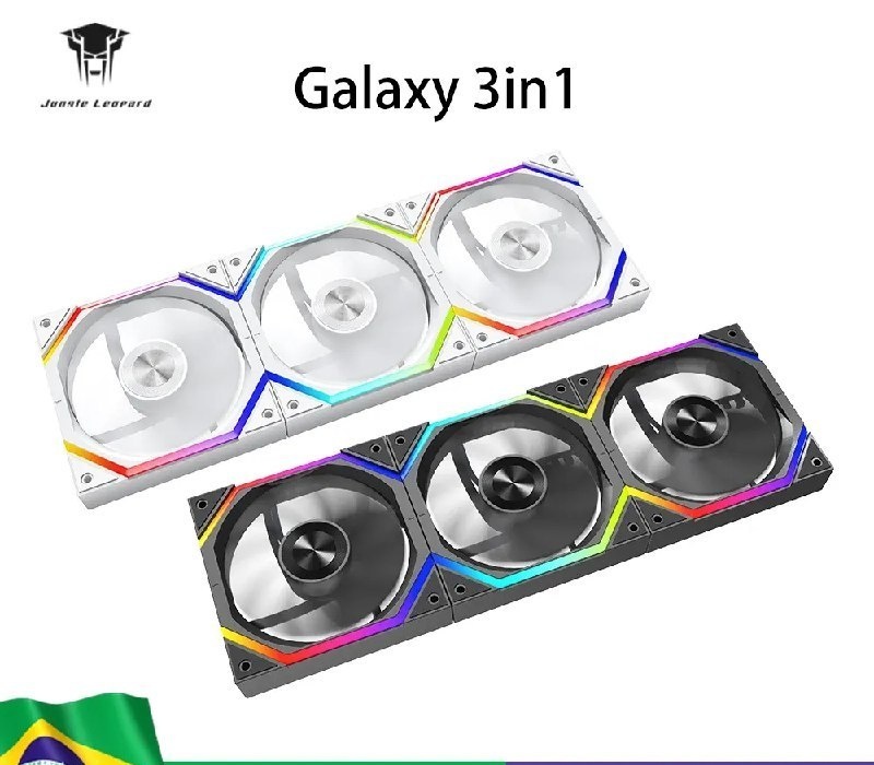 Kit 3 fans Magnéticas Jungle Leopard Galaxy v1 aRGB 5v reverse ou normal 360mm magnetica