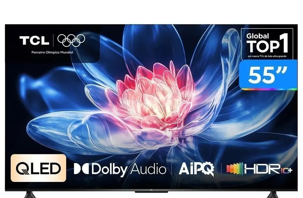 Smart TV TCL 55 Polegadas QLED 4K T6C WiFi Bluetooth Google TV Tela HVA e HDR10 55T6C