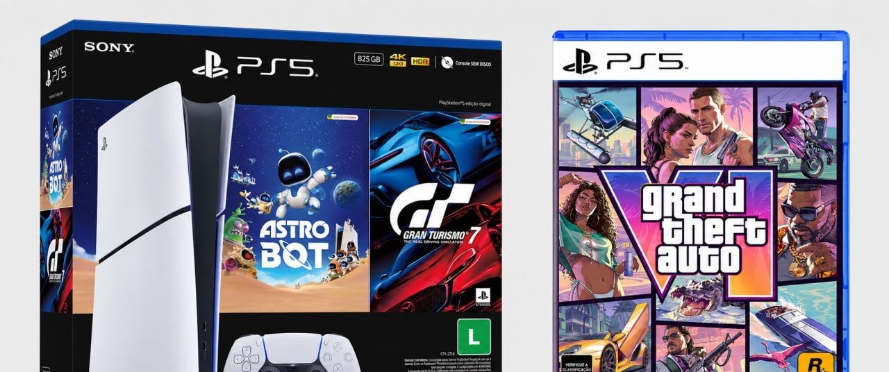 Amazon - Combo - PlayStation5 Slim Digital 825GB  Pacote ASTRO BOT e Gran Turismo 7  GTA VI