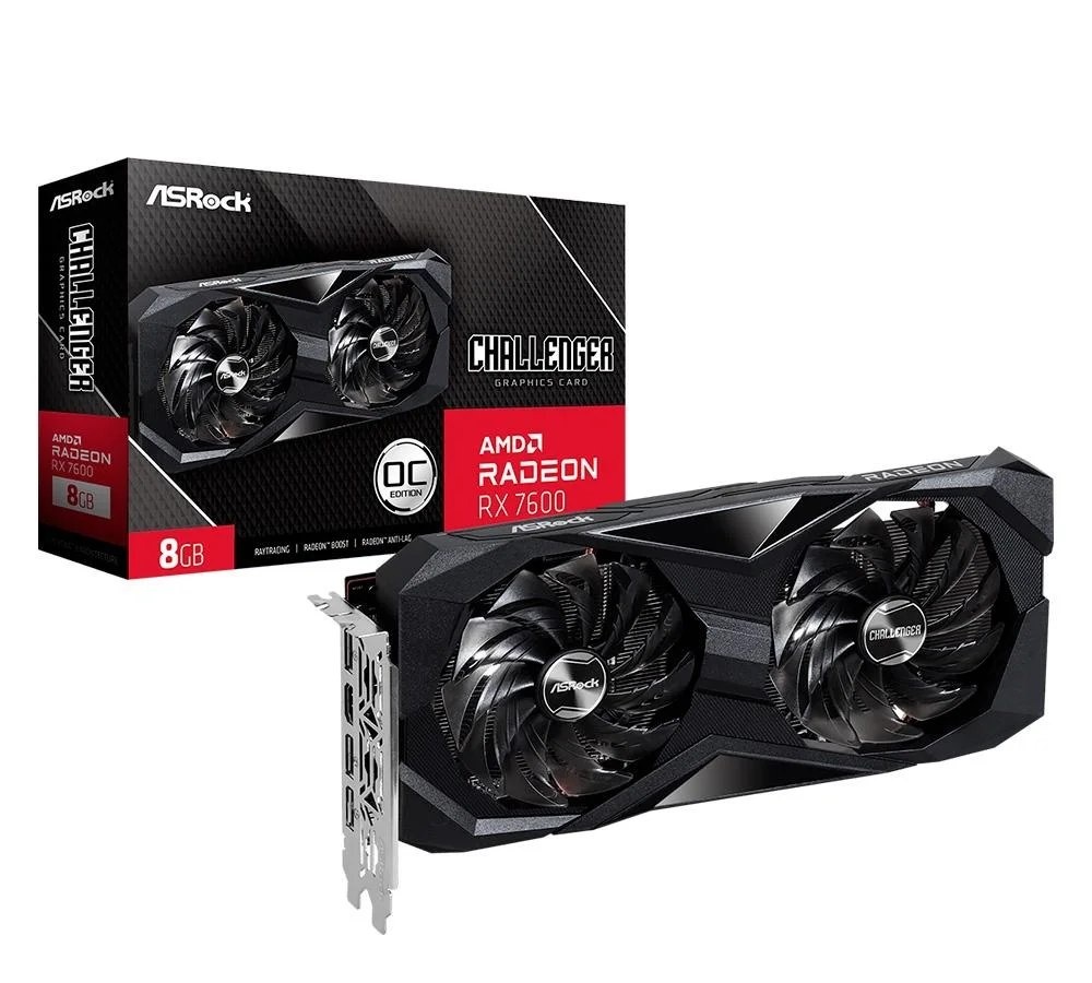 Placa de Vídeo RX 7600 Challenger ASRock AMD Radeon, 8GB GDDR6 - 90-GA41ZZ-00UANF
