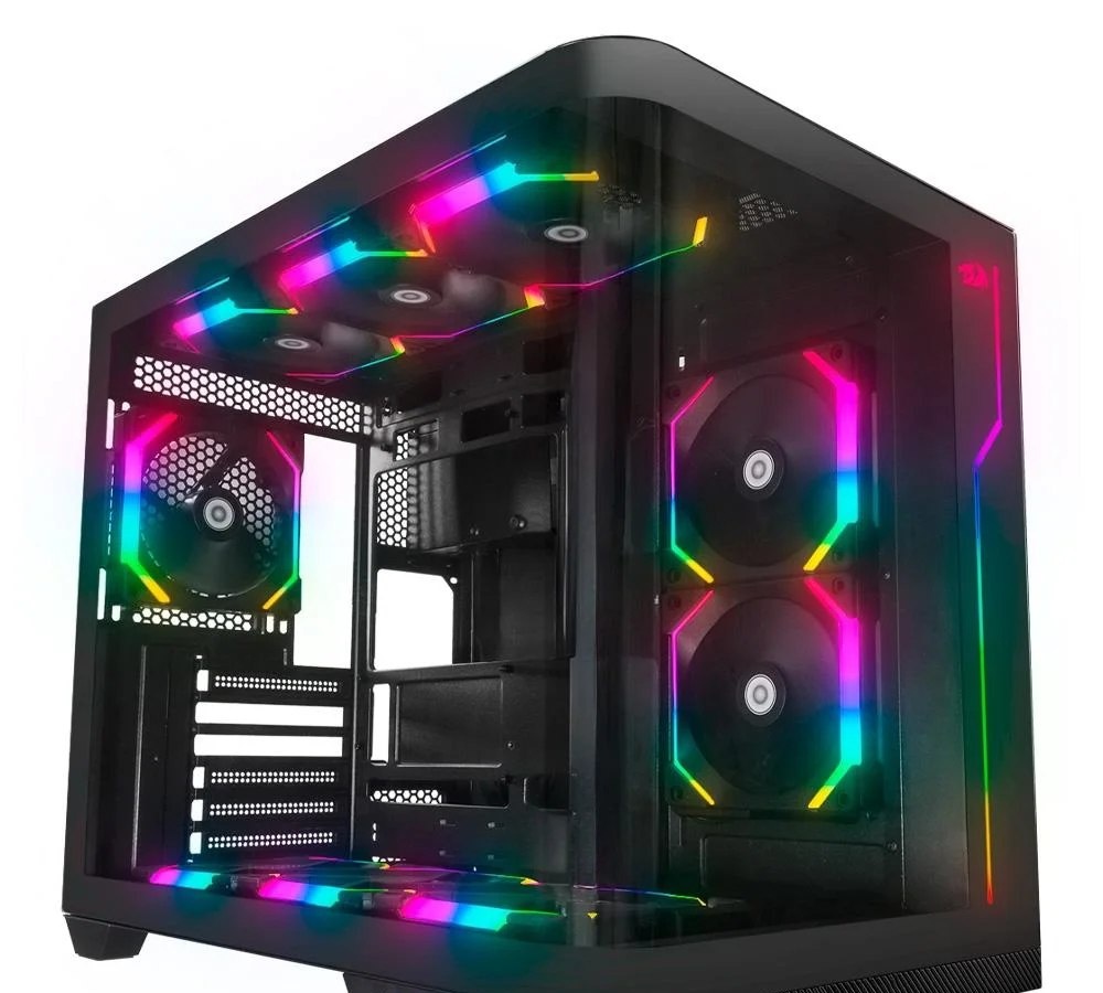 Gabinete Gamer Redragon Wideload Extreme, Mid Tower, ATX, Lateral e Frontal em Vidro Temperado Curvo, Preto - CA-605B