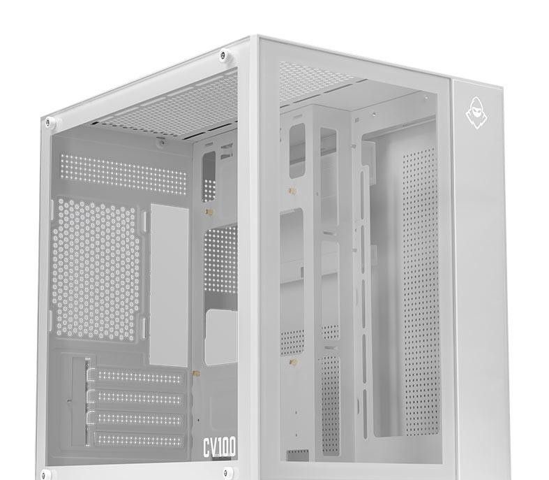 Gabinete Gamer Aquário Mancer CV100, Mid-Tower, Lateral De Vidro, Branco, MCR-CV100-WH