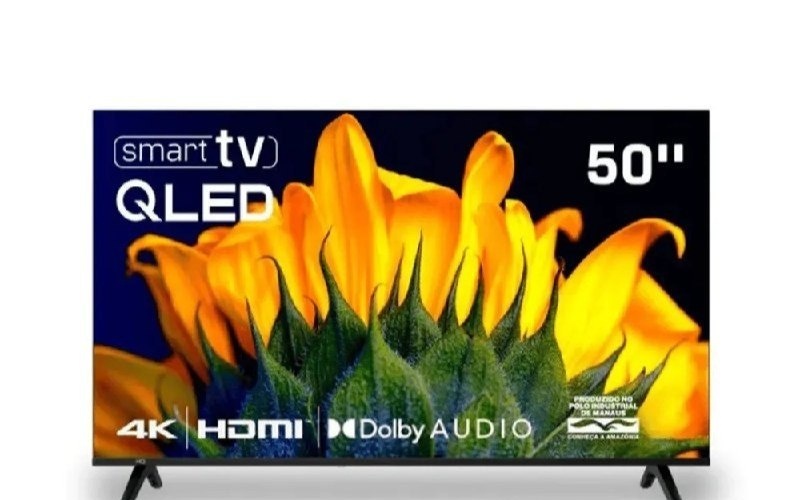 Televisão Smart TV HQ 50 QLED, 4k UHD, Dolby Audio, Wi-fi, Bluetooth, 3 Hdmi, 2 Usb, Netflix, Prime Video, Bivolt