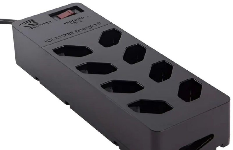 MercadoLivre - Filtro de Linha com Protetor de Surto DPS iCLAMPER Energia 8 Tomadas 3 Pinos 10 Amperes com Tecnologia LCF Anti Raio Cor Preto