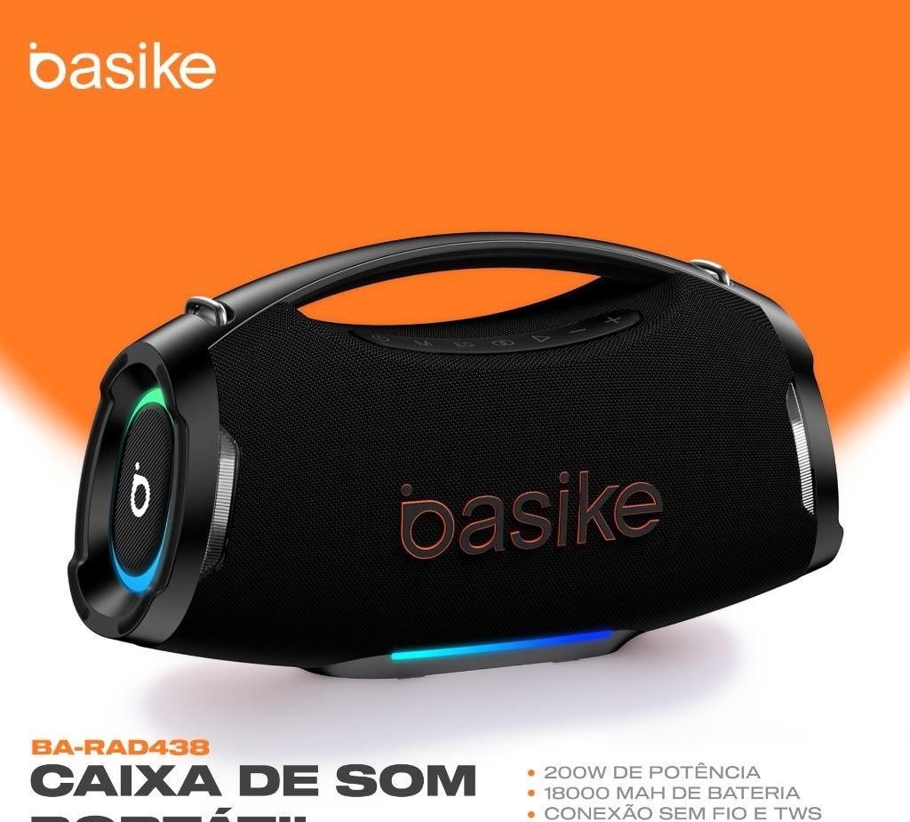 Caixa de Som Basike Boombox 200W BA-RAD438