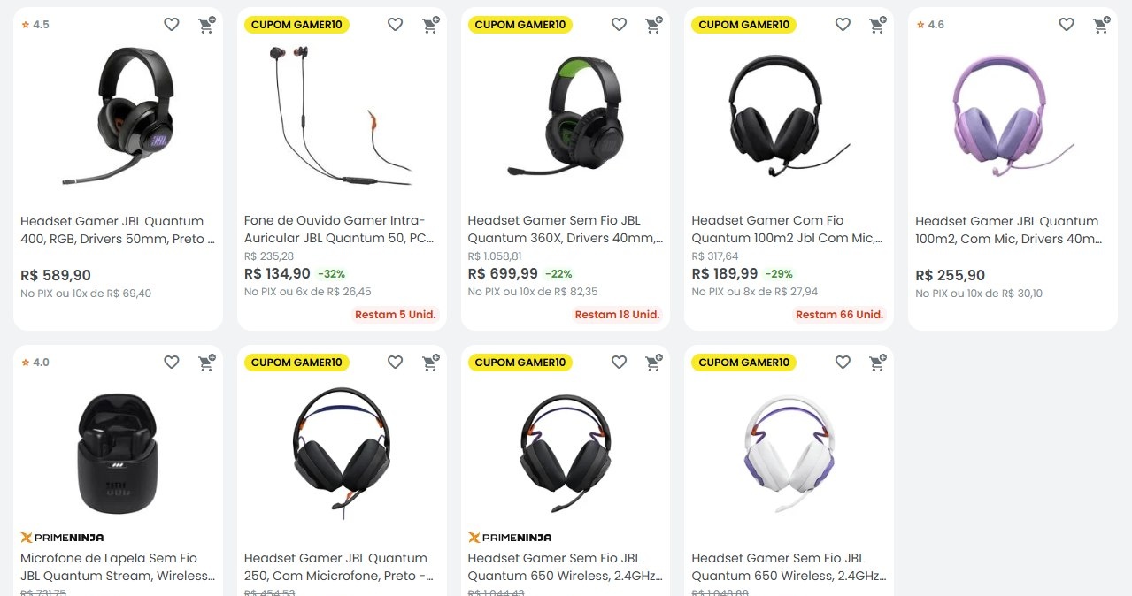 Novo Cupom Kabum em JBL