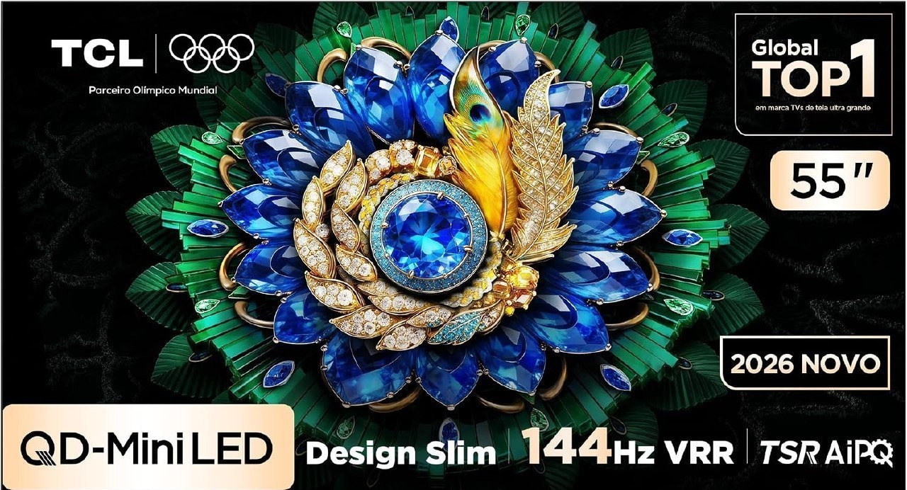 Smart TV TCL 55 Polegadas QLED Mini LED 4K A400M WiFi Bluetooth Google TV HDR10 144 Hz VRR 55A400M