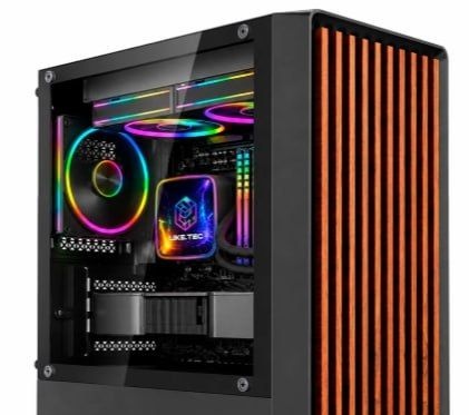 Kabum - Gabinete Gamer Liketec Bambu, Micro-ATX, Painel Frontal com Detalhes em Madeira, Preto - LC-KB-BAMBU-2025-1004