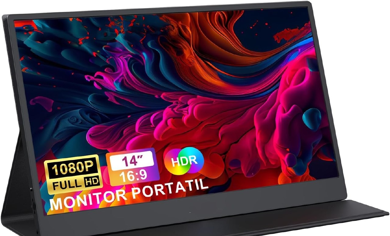 Bettdow Monitor Portatil 14, FHD 1080P Monitor Portátil Conectado Com USB C DuplaHDMI, IPS Extensor De Tela para Notebook com VESA e Funda Inteligente magnético, Plug and Play