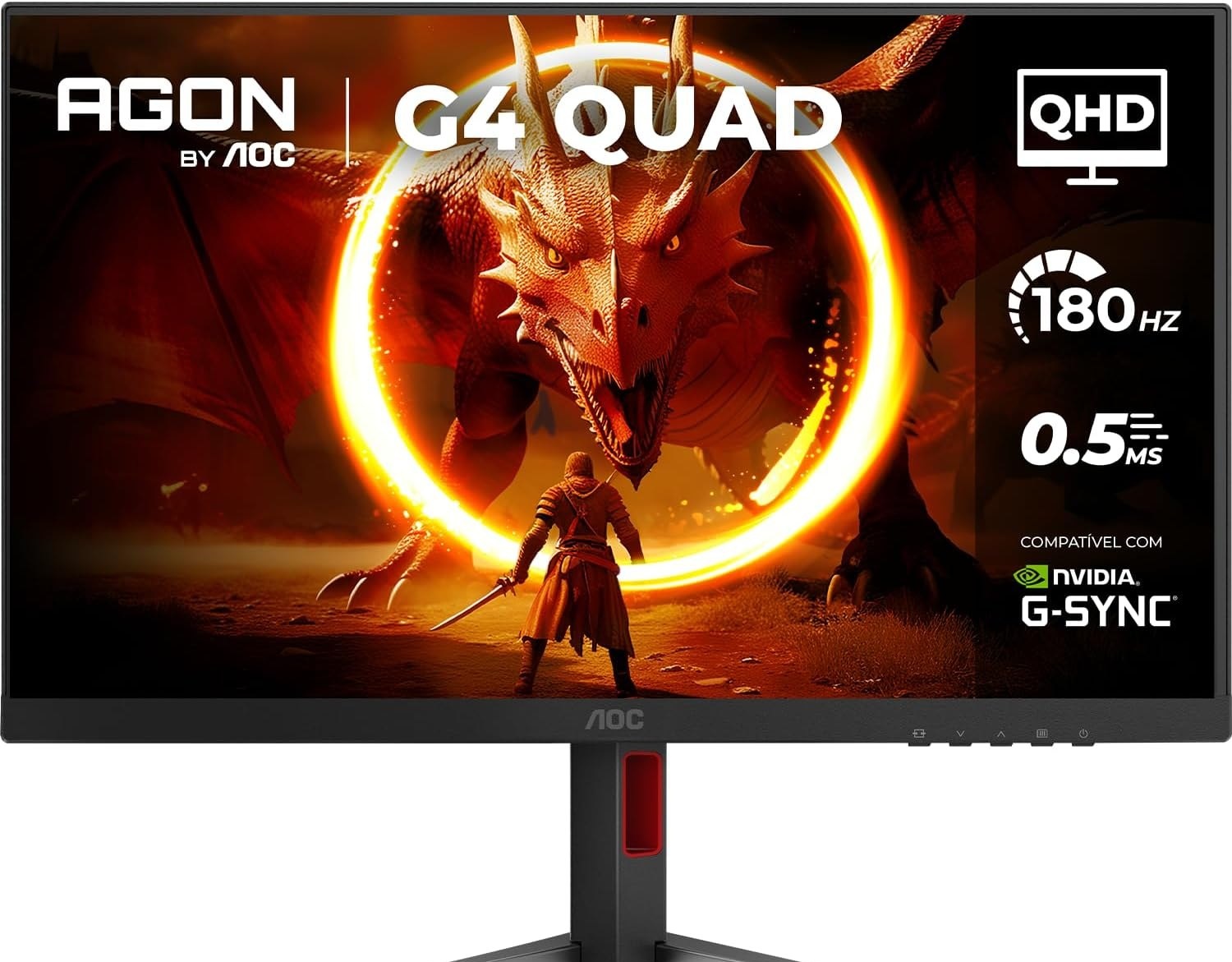 Monitor Gamer AOC AGON QUAD 27 QHD 180Hz 0.5ms IPS HDR10 Base Ajustável Q27G4F