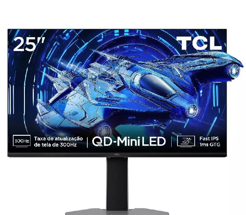 Monitor Gamer TCL 25 QLED Mini LED 300Hz Full HD G64 1ms GtG Freesync HDR 600 nits 25G64
