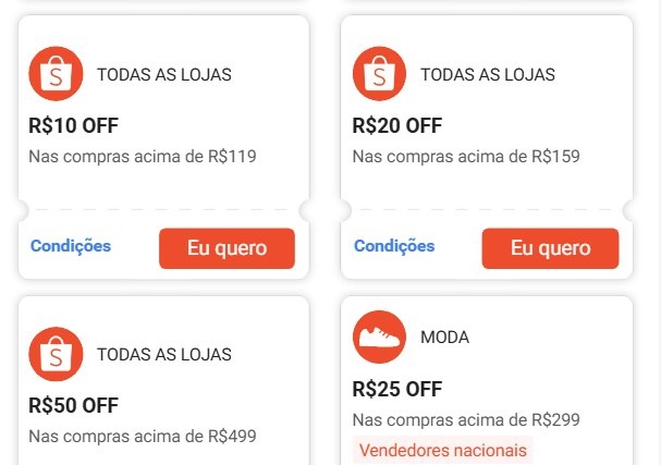 Novo Cupom Shopee