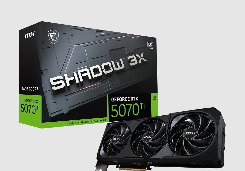 RTX 5070 TI 16GB Placa de Vídeo NVIDIA GeForce MSI RTX5070TI 16GB GDDR7 256ITS SHADOW 3X OC 912-V531-097