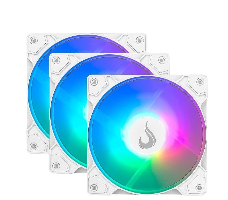 Kit com 3 Ventoinhas Rise Mode X Led Rainbow, 120mm, Branco - RM-XLD-02-RBW
