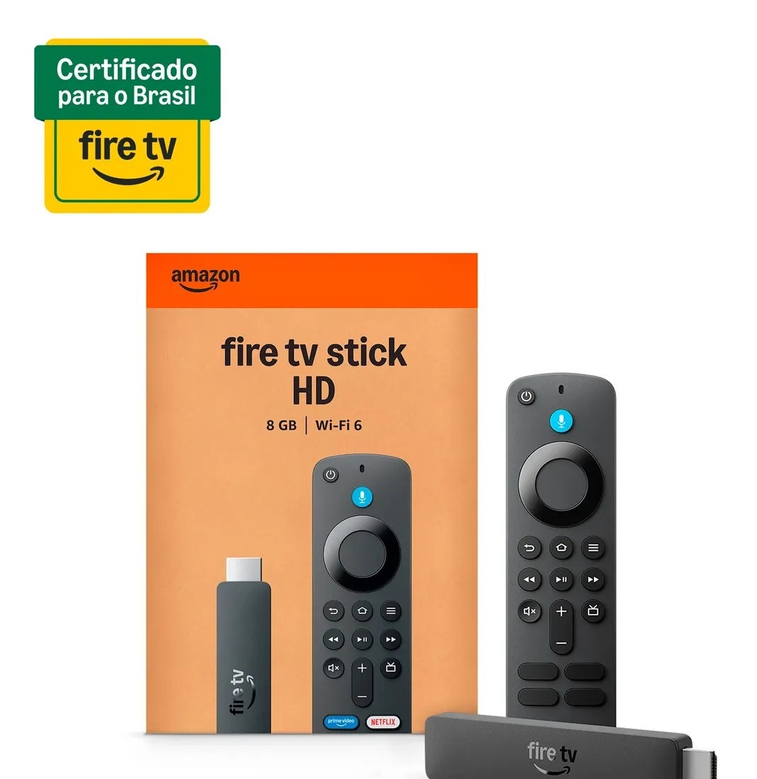 Amazon 2ª Geração Fire Tv Stick Hd Ger 26 Preto De Voz