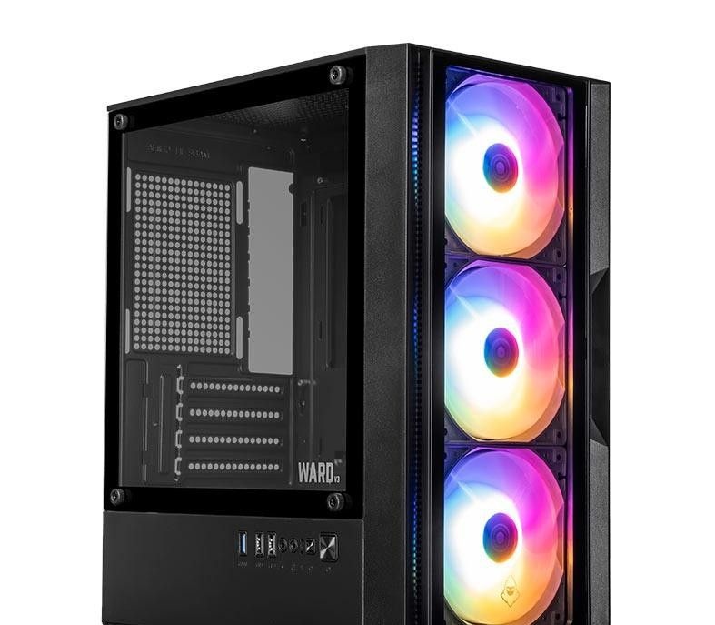 Shopee  Pichau - Gabinete Gamer Mancer Ward V3, Mini-Tower, Lateral de Vidro, Com 3 Fans, Preto, MCR-WD3-BK-3F