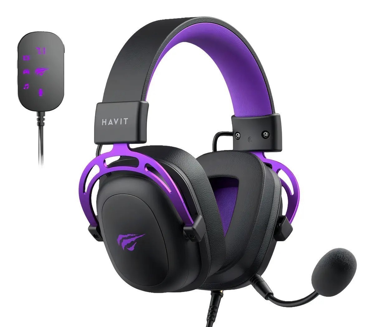 Headset Gamer Havit H2002cu Usb P2 Drivers 53mm Cor Preto E Cor preto e roxo