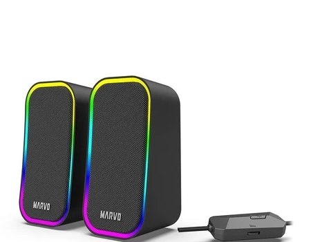 Caixa de Som Marvo SG-285, RGB, 3w RMS, Preta, SG-285-BK