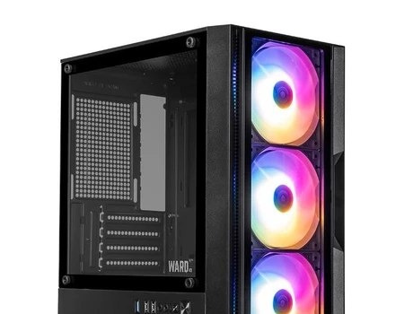 Gabinete Gamer Mancer Ward v3, Mini-Tower, Lateral de Vidro, Com 3 Fans, Preto, MCR-WD3-BK-3F