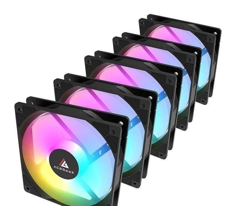 Kit Ventoinhas Acegeek RW12 5x1, Rainbow, 5x120mm, Preto, AG-RW12-5X1-BK