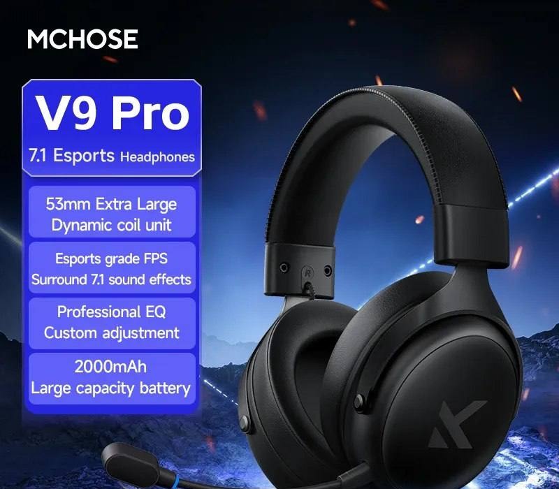 Headset MCHOSE V9 Pro Gaming Headset, Over-Ear Quad-Mode