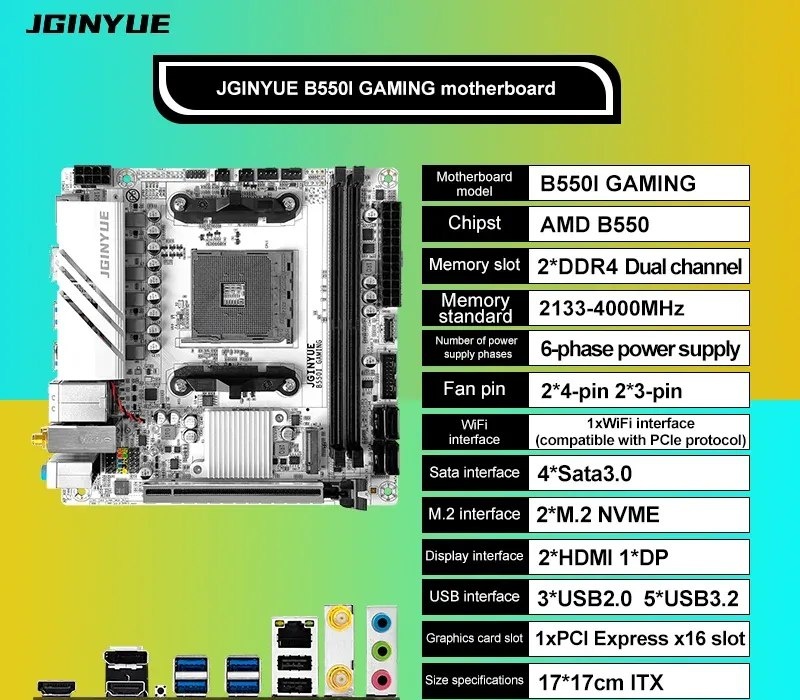 Aliexpress - Placa-mãe  JGINYUE AMD B550I AM4 mini ITX  DDR4 B550i  B550