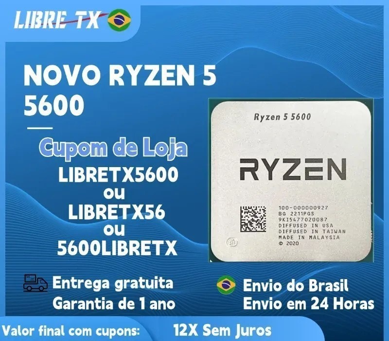 CPU Ryzen 5 5600 DDR4 AM4 Processador AMD R5 Novo