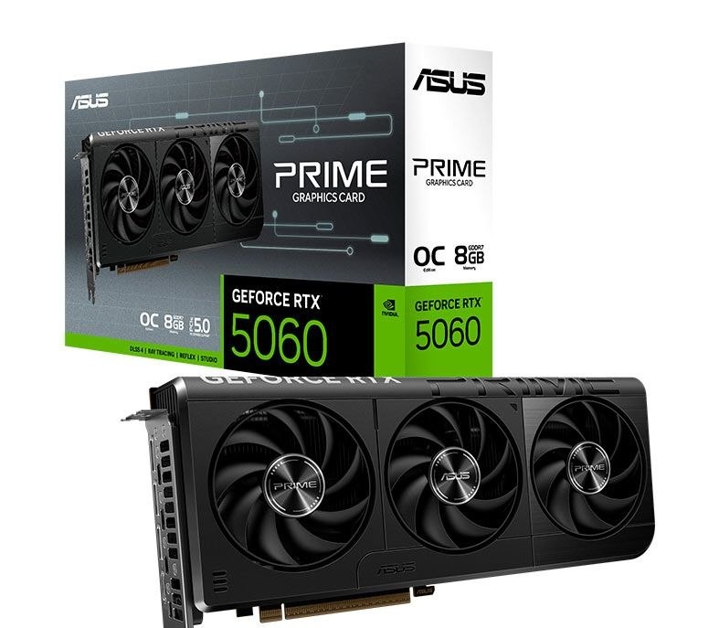 RTX 5060 Placa de Video Asus GeForce RTX 5060 Prime OC Edition, 8GB, GDDR7, 128-bit, PRIME-RTX5060-O8G