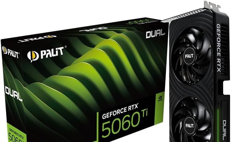 Placa De Video Palit RTX 5060 Ti Dual Nvidia Geforce 8GB Gddr7 128Bit Fp4 E Dlss 4 Ray Tracing Ne7506T019P1 Gb2062D