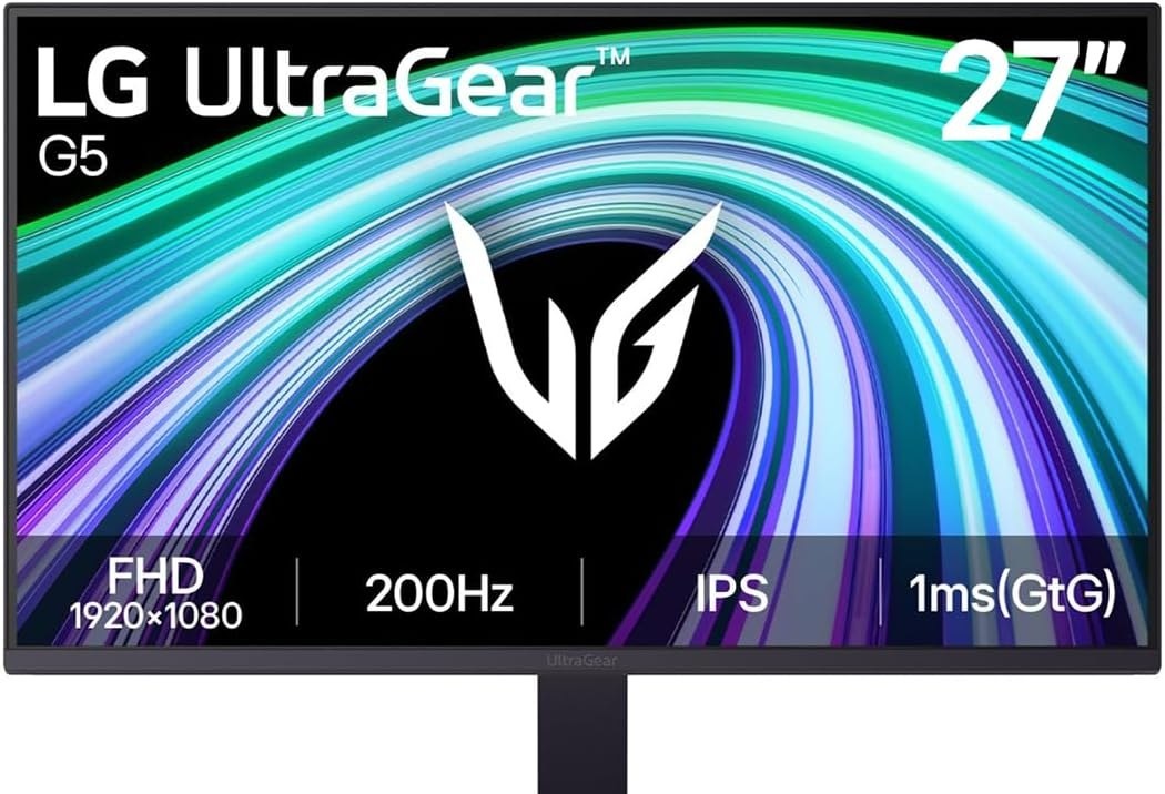Monitor LG UltraGear -Tela IPS de 27, 200Hz, 1ms GtG, NVIDIA G-SYNC e AMD FreeSync Premium, HDR10, sRGB 99, Preto- 27G523B