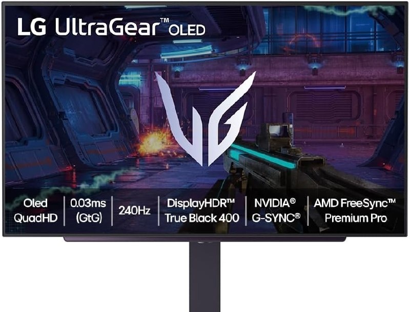 Monitor Gamer LG UltraGear OLED 27 OLED 240Hz 0.03ms GtG QHD 2K 2560x1440 HDR True Black 400 NVIDIA G-SYNC AMD FreeSync Premium Pro VESA AdaptiveSync, Preto - 27GX704A